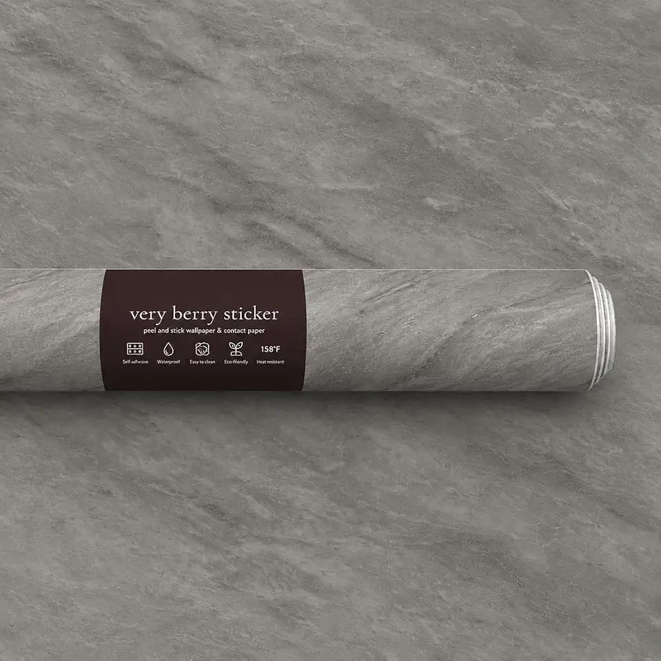 Very Berry Sticker Marble Contact Paper (Gray Matte, 24" x 118", 1 Pack)