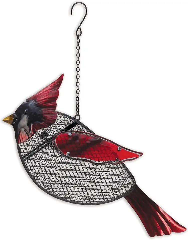 Sunset Vista Designs for The Birds Stained Glass Wire Mesh Birdfeeder, Animal Shaped, Cardinal
