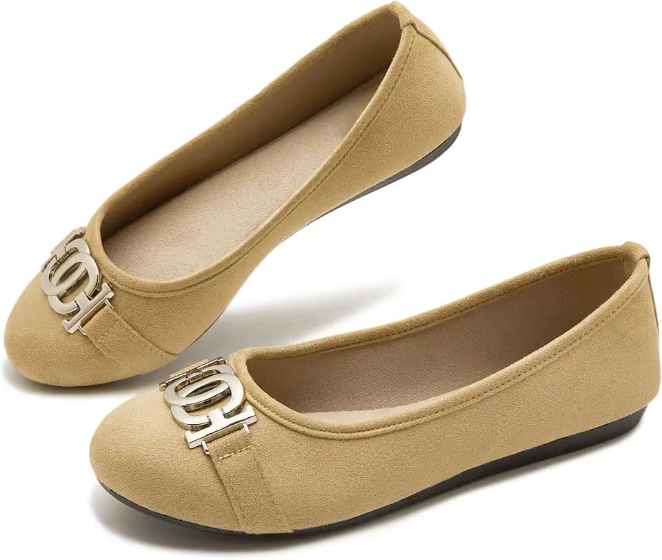 YEOGOR Women's Ballet Shoes Comfortable Slip on Round Toe Flat Casual Shoes for Walking, Driving, Dressy