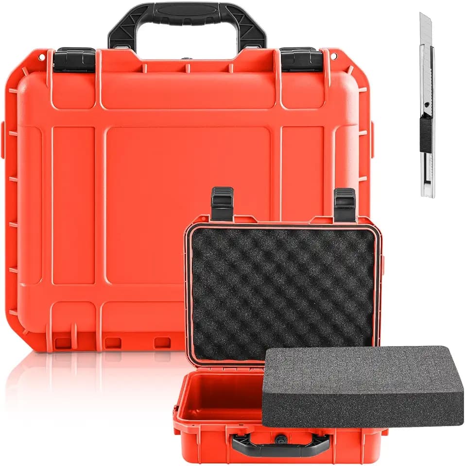 Relaxweex 10.04 x 7.87 x 3.54 Inch Hard Case, Grid Shell, Reddish Orange