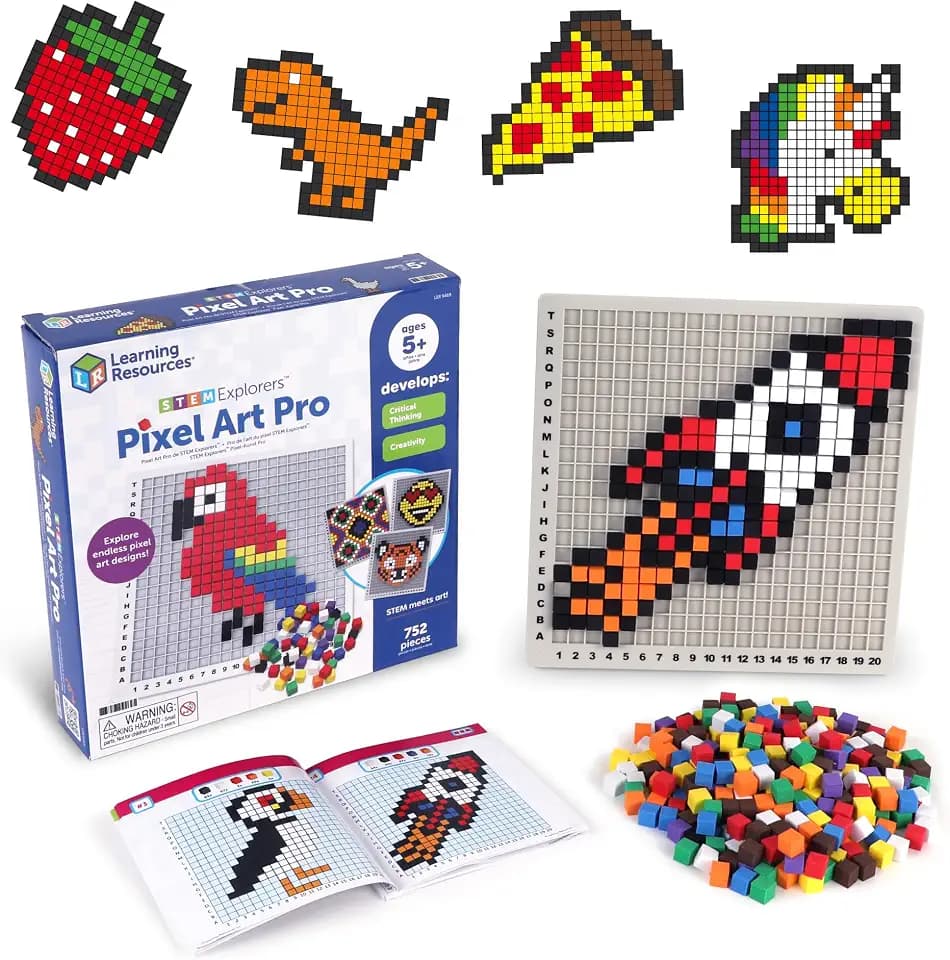 Learning Resources STEM Explorers Pixel Art Pro, Kreative STEM-Aktivitäten für Kinder, frühes Programmieren, Codierung, Erlernen von Mustererkennung und Sequenzverfolgung, ab 5 Jahren