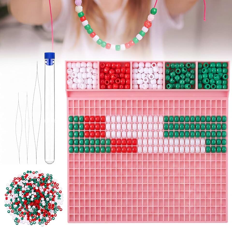 Rotatingpals Pink Pony Beads Fast Stringing Tray Set for 4 mm & 5 mm Bead