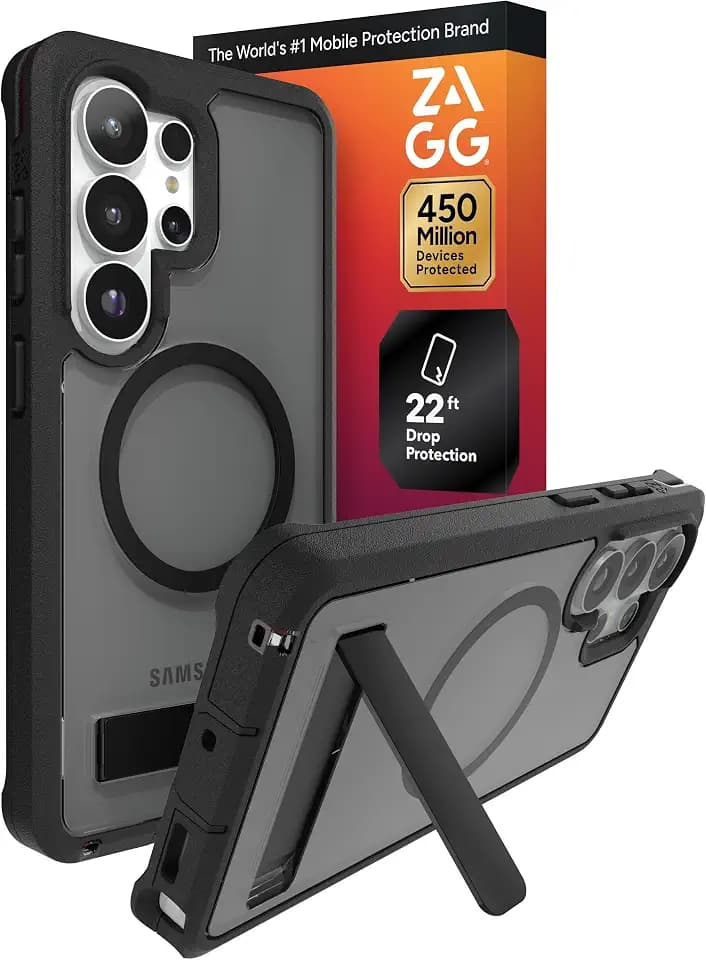 ZAGG Rainier Snap Samsung Galaxy S26 Ultra Case with Kickstand - Smoke Black, 22ft Drop Protection, Rugged Dual-Layer Magnetic Case, Graphene Fortified Heavy Duty Shockproof, Military Grade Defense