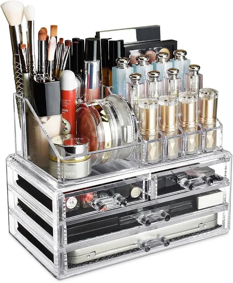 Ikee Design Acrylic Clear Makeup Cosmetics Lip Gloss 4 Drawers Organizer