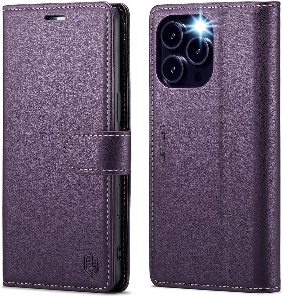 FLIPALM Wallet Case for iPhone 16 Pro 6.3'', Purple