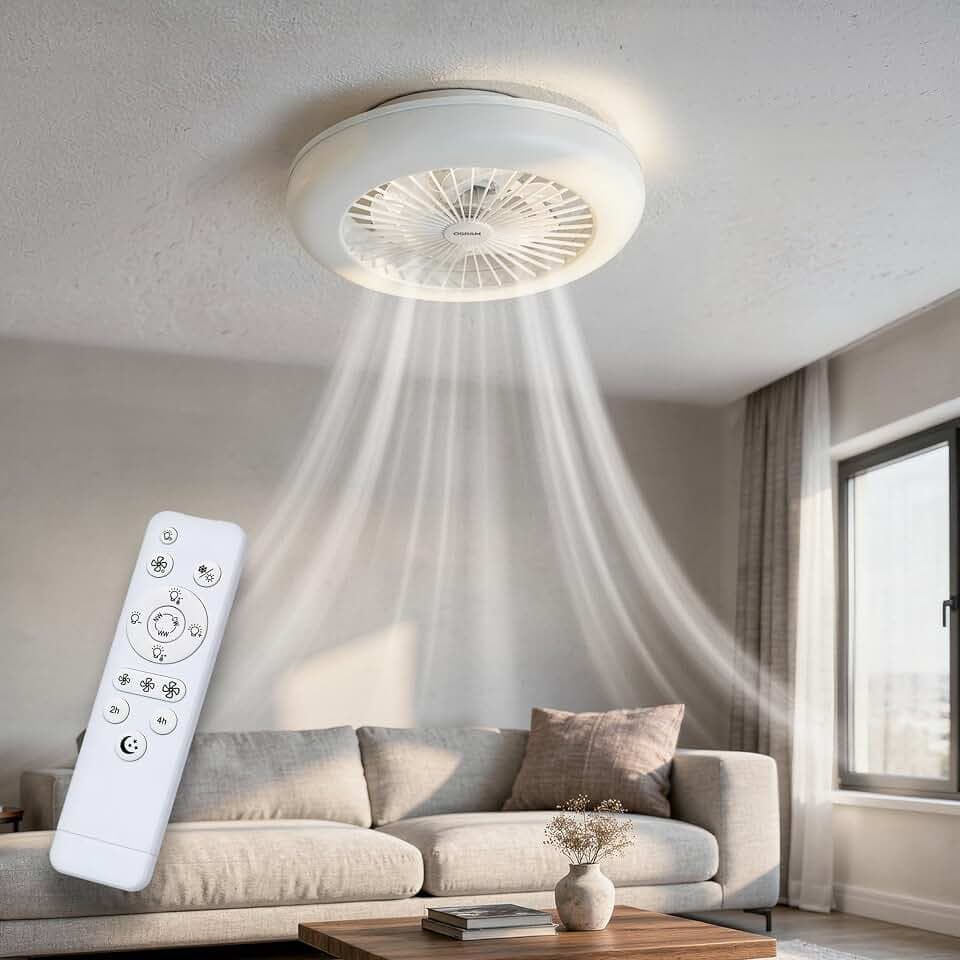 Osram LED-Deckenventilator Weiß, leise, Fernbedienung