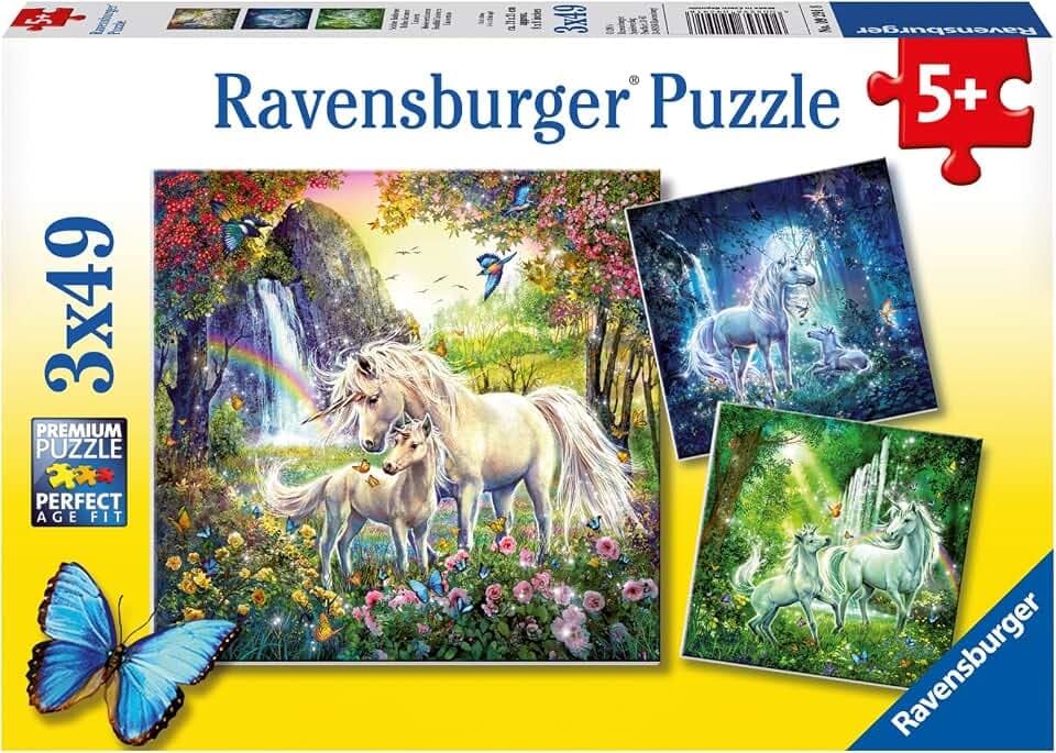 Ravensburger Puzzle Schöne Einhörner - 3x49 Teile Puzzle ab 5 Jahre