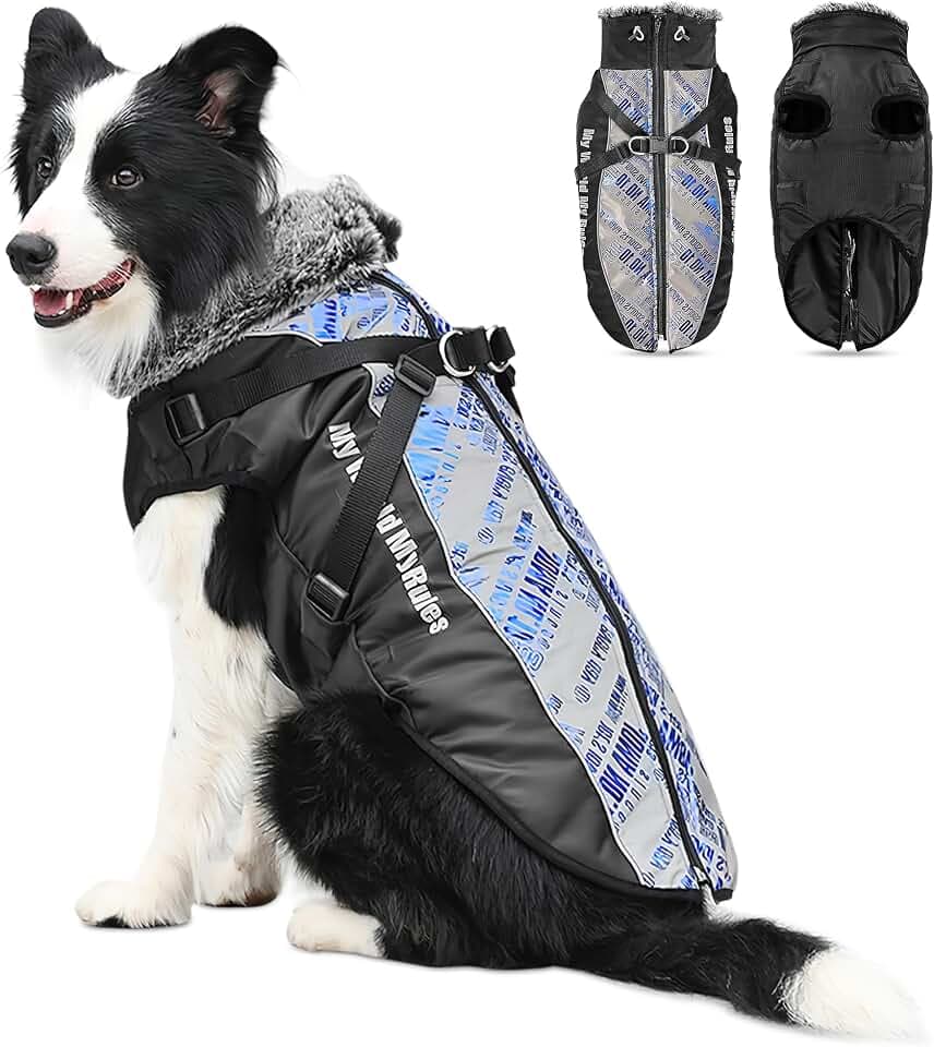 ALLSOPETS Hundemantel Wasserdicht Warm für Winter, Leuchtend Blau, 3XL