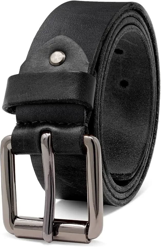 ROYALZ 'Richmond' Ledergürtel Herren aus robusten 4mm Büffel-Leder, Vintage Jeans-Herren-Gürtel mit Dornenschließe Voll-Leder 38 mm