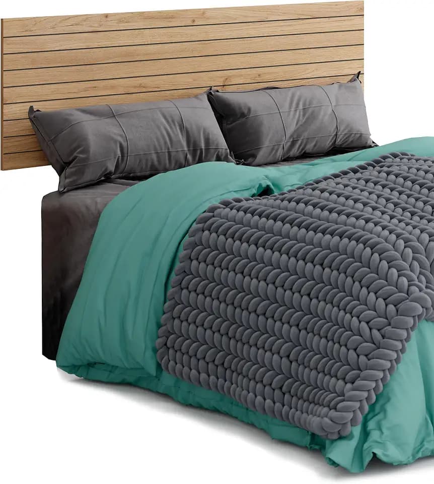 Muebles Pitarch | Kopfteil Lamellen-Siebdruck, Doppelbett 150, Modernes industrielles Design, Gold Eiche, 50x160x1,6 cm, Schlafzimmer, Kollektion Camila