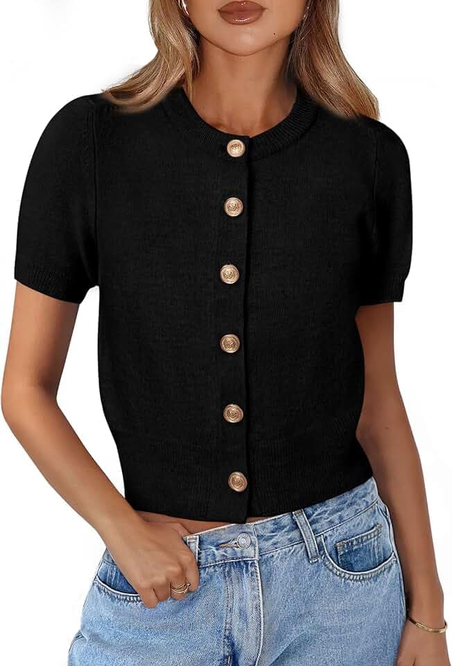 PRETTYGARDEN Womens Summer Cardigan Short Sleeve Sweater