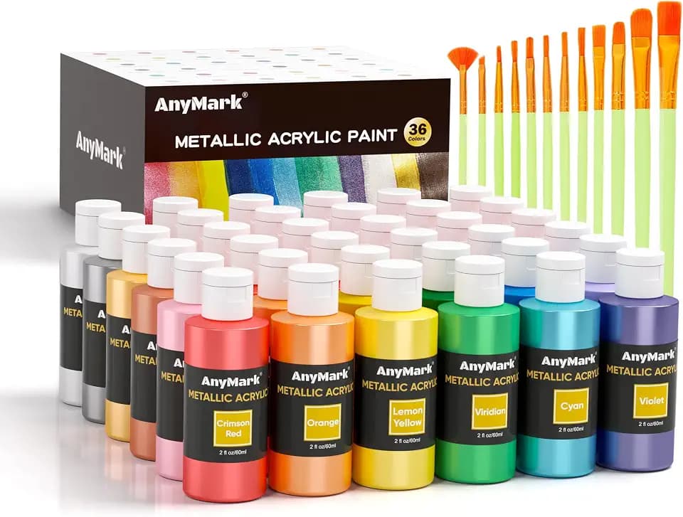 AnyMark Metallic Acrylfarbe, 36 Farben Acrylfarben-Set