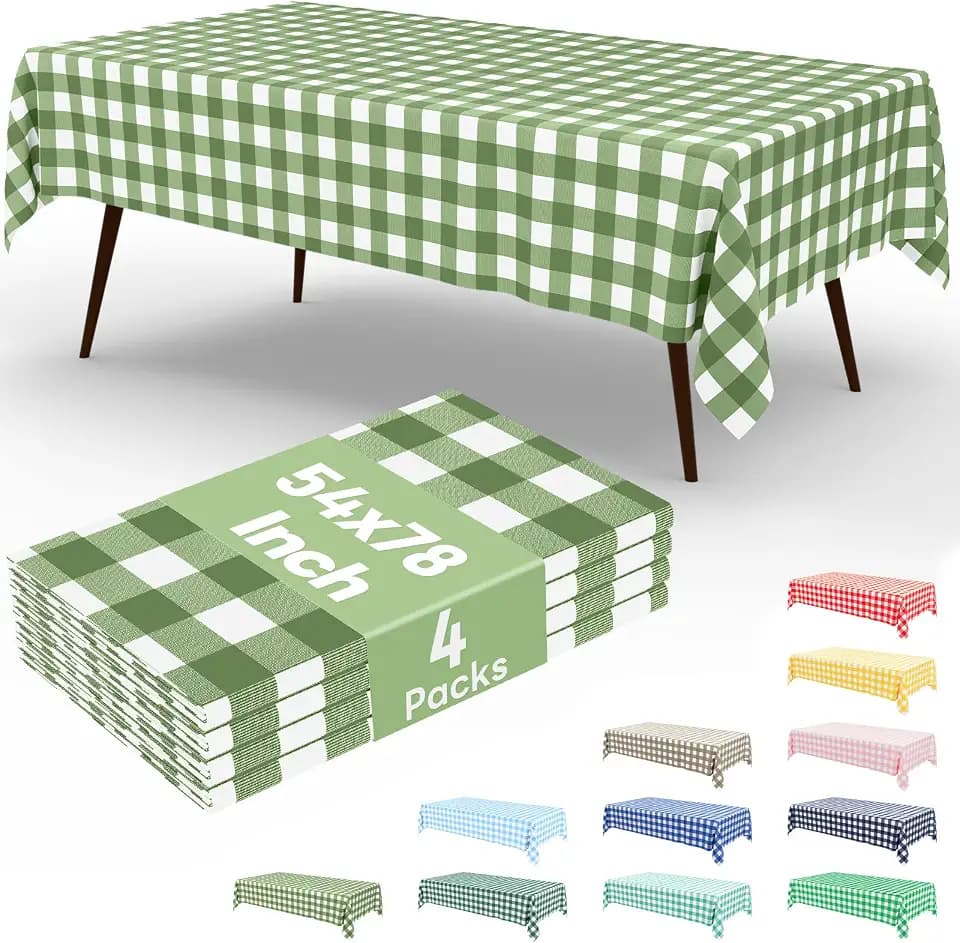 misaya 4 Packs 54 x 78 Inch Checkered Disposable Table Cloth