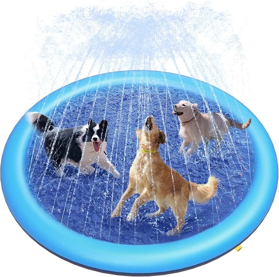 Peteast Dog Pool, Anti-Slip Splash Pad for Dogs, 67 in, Blue