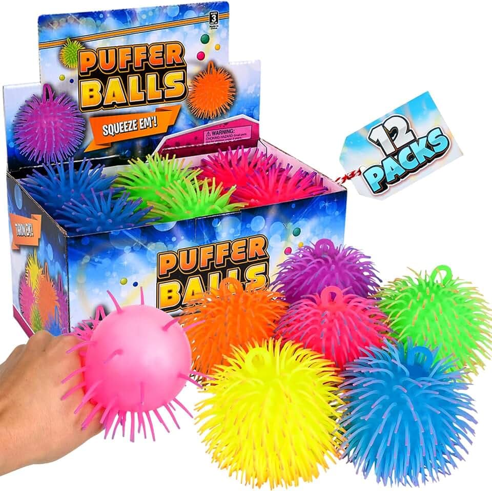 Neon-Puffer-Bälle (12er-Pack) – Weiche Sensorik-Spielzeuge zum Stressabbau