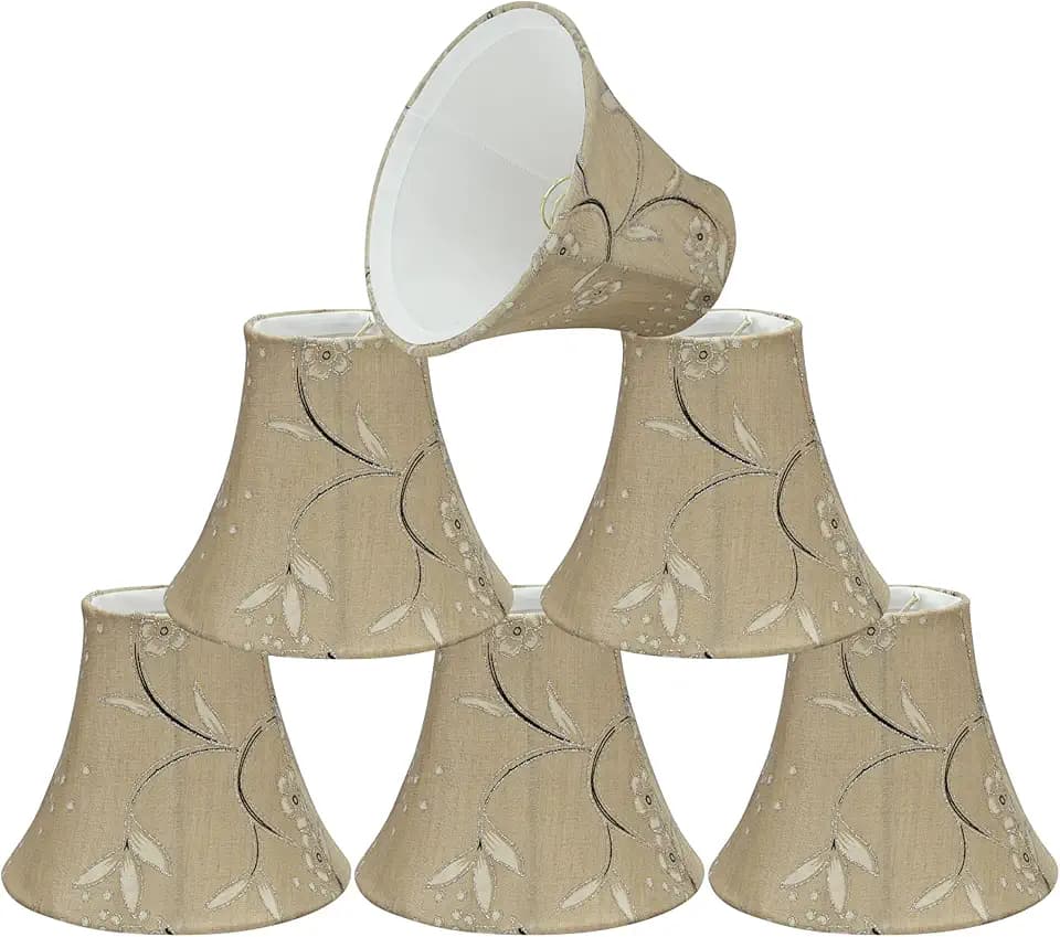 Aspen Creative 30069-6A, Bell Clip-On Chandelier Lamp Shade, Light Gold, 3" Top x 6" Bottom x 5" Slant Height, Set of 6