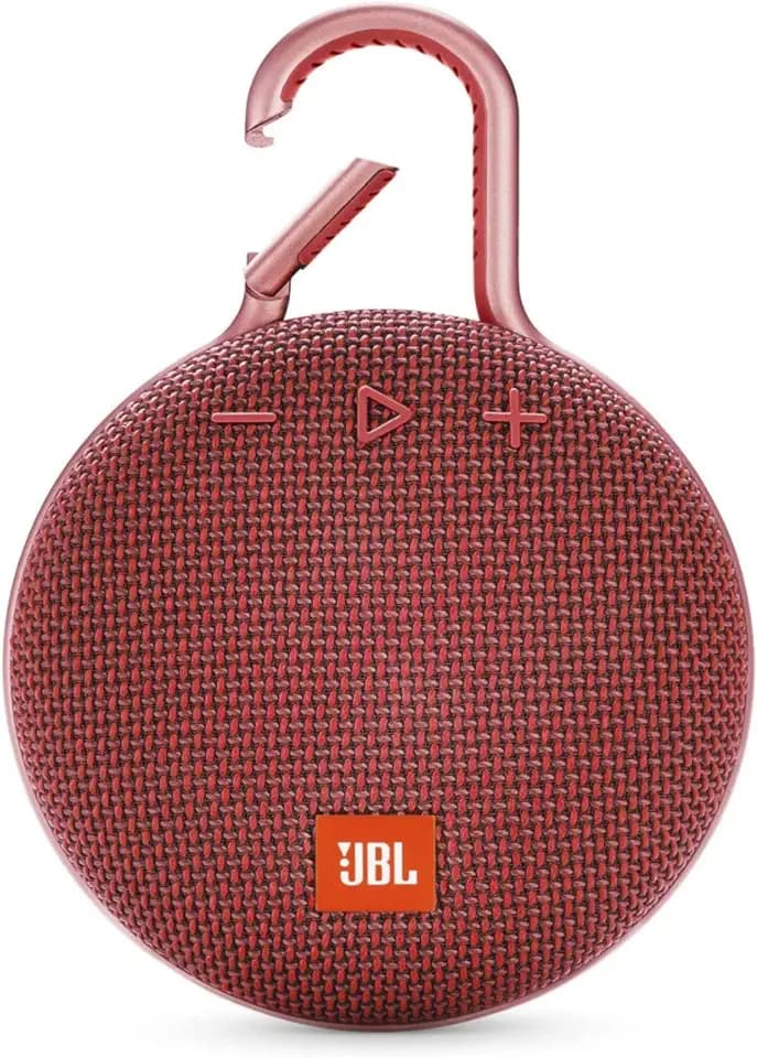 JBL Clip 3, Fiesta Red - Waterproof, Durable & Portable Bluetooth Speaker - Up to 10 Hours of Play - Includes Noise-Cancelling Speakerphone & Wireless Streaming