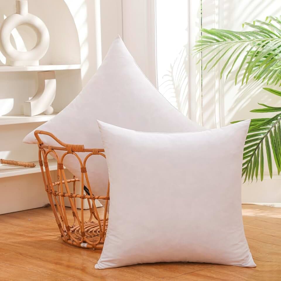 26x26 Inch Gold Goose Down and Feather Throw Pillow Inserts-2 Packs,White,Super Soft Cover,Double Layer Dwon Proof Design,High Filling Weight.
