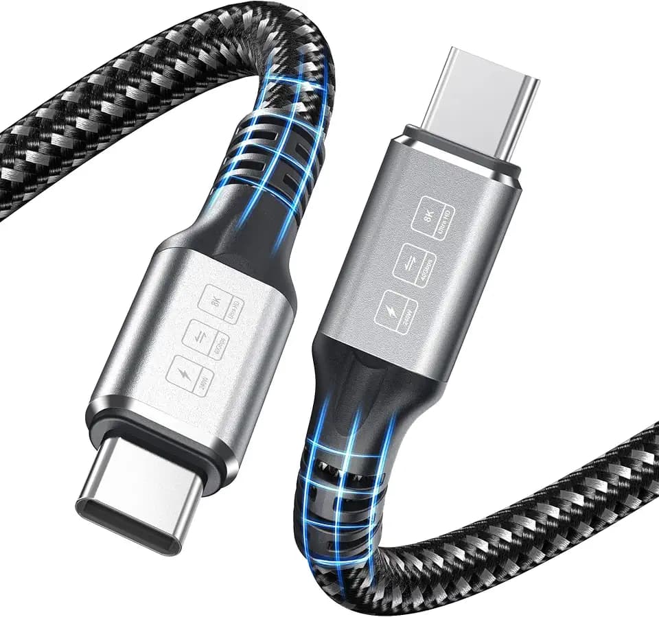 240W Thunderbolt 4 Cable, 6.6ft USB C to USB C Cable Supports 40Gbps Date Transfer&Single 8K&Dual 4K Display, Type C Cable Compatible with Phone 17/16/15/Pro/Pro Max/Max/Pad