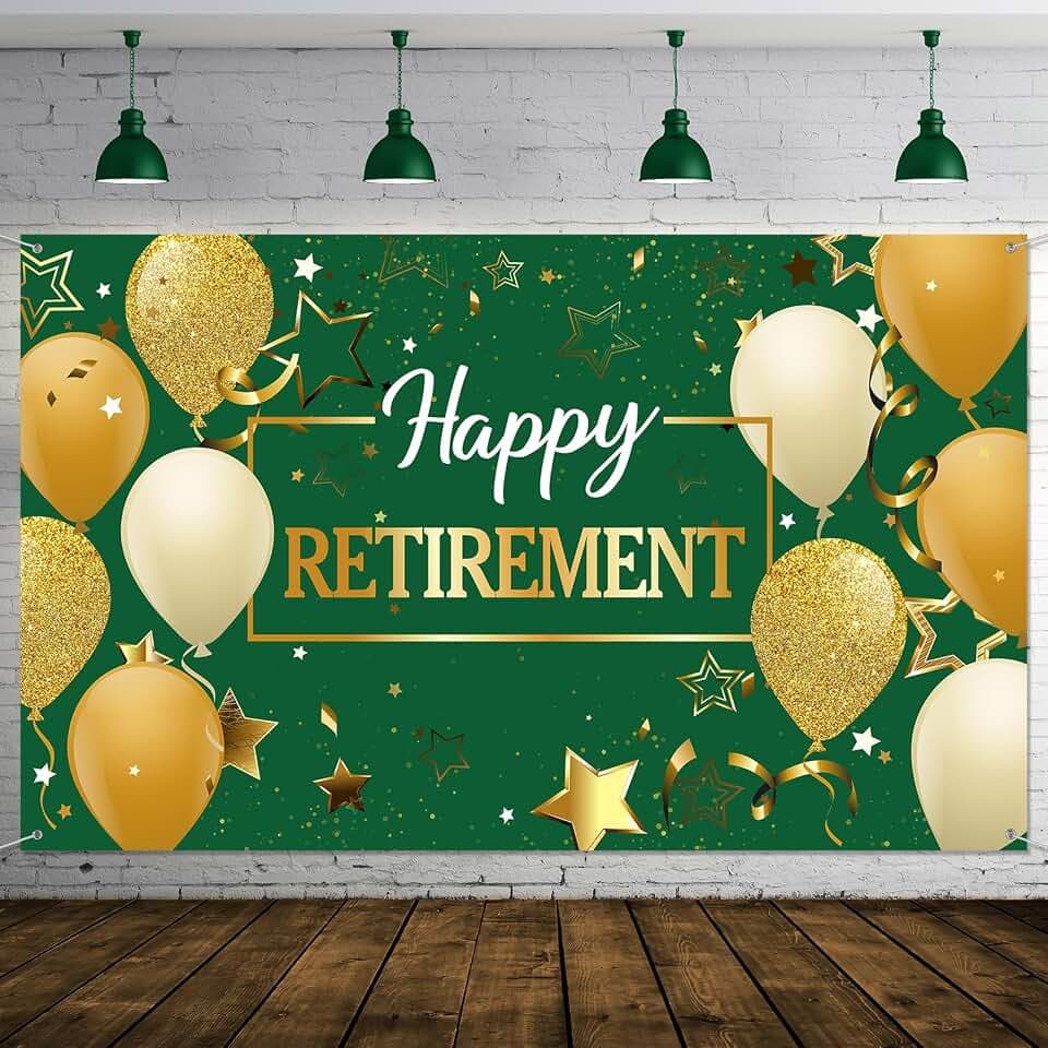 Blulu Retirement Party Decorations,72.8 x 43.3 Inch,Green Gold