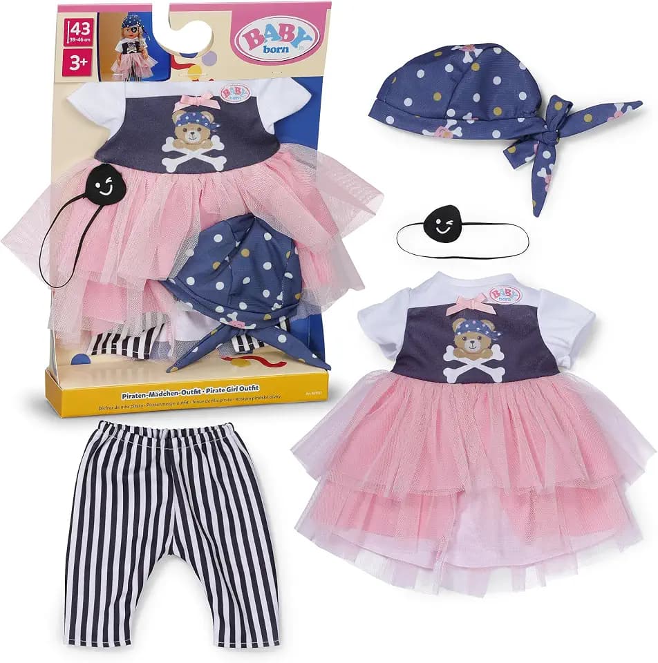 BABY born Piraten-Outfit für 43 cm Puppen mit Kleid und Augenklappe
