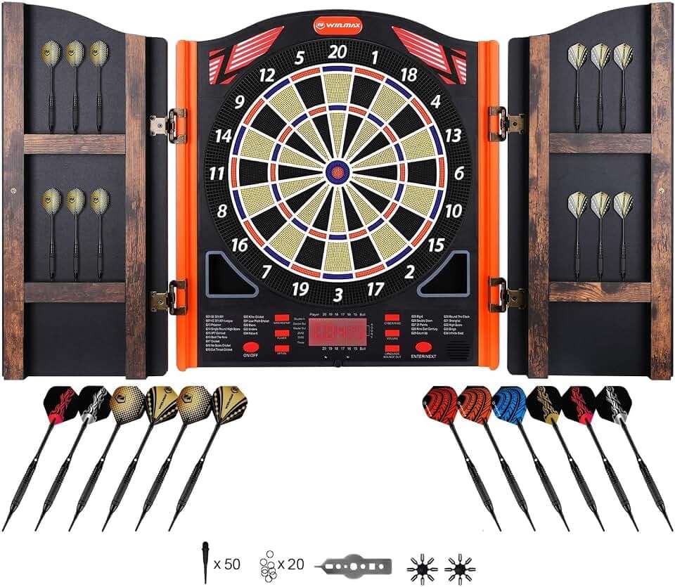 WIN.MAX Elektronische Dartscheibe Profi Set mit Laser Throw Marker
