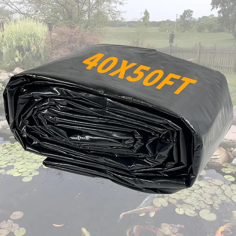 40X50FT Reinforced PE Pond Liner for Fish, Duck Outdoor Ponds(0.82oz/sq ft)