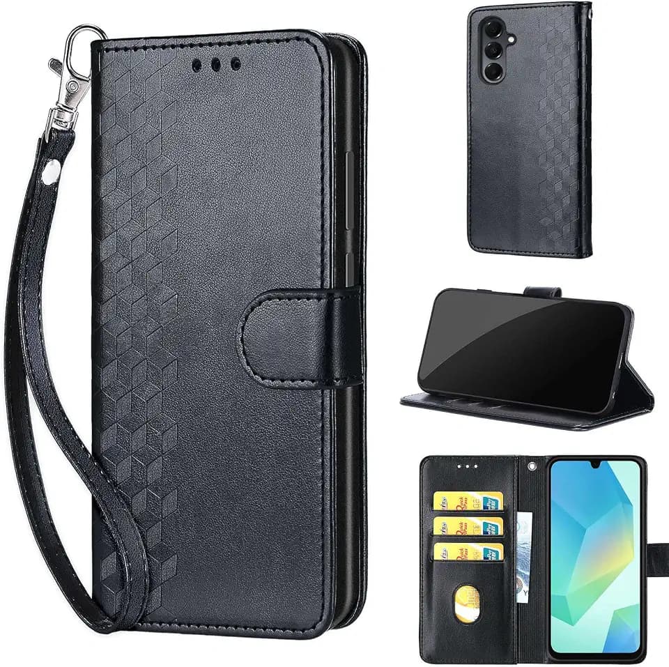 Wallet Case for Samsung Galaxy A16 5G, Black Cube