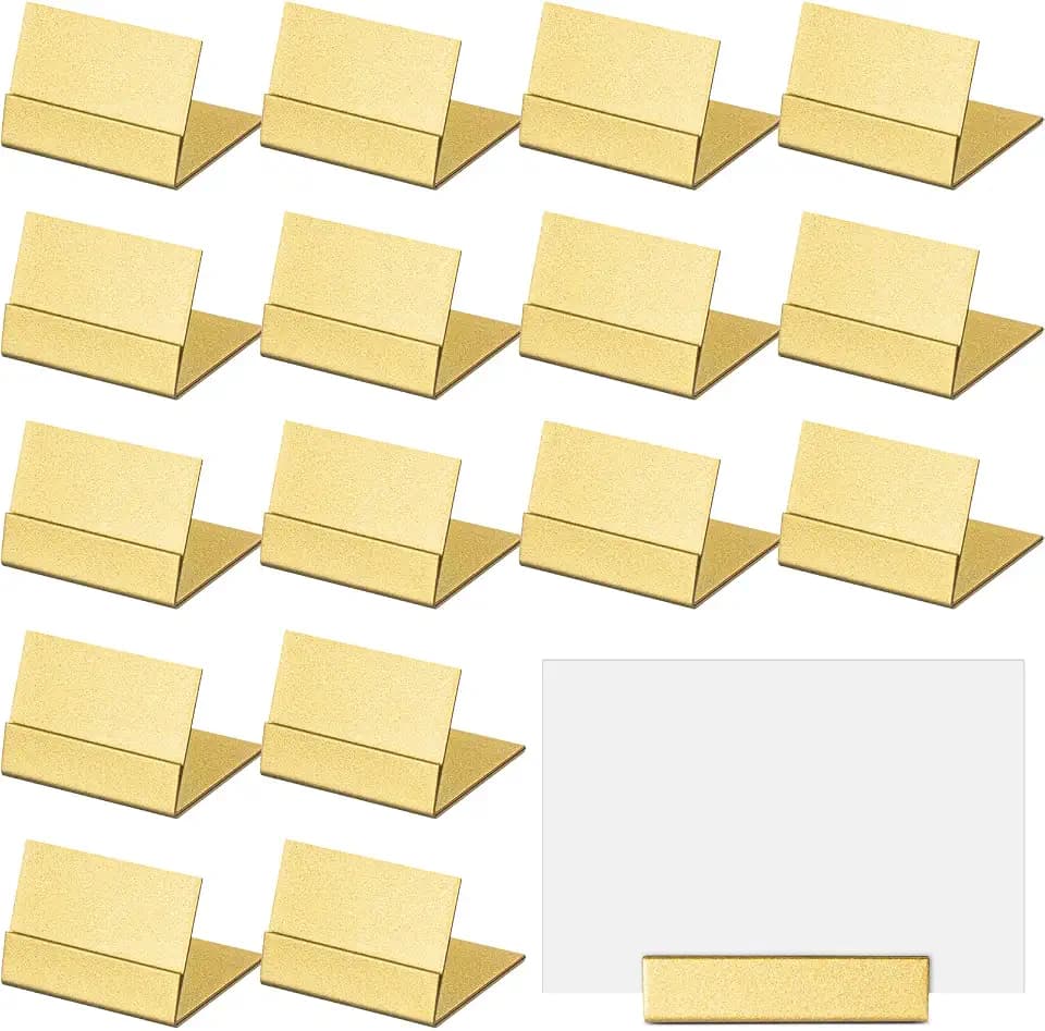 Yaocom 24 Pcs Small Table Number Holder Metal Place Card Holder, Gold