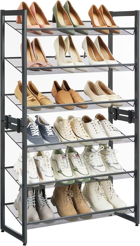 SONGMICS Metal Shoe Rack, 6-Tier Shoe Organizer, Holds 18-24 Pairs