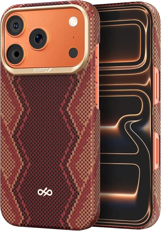 RAPTIC 2025 for iPhone 17 Pro 6.3 inch, Compatible with MagSafe, Non-Slip & Ultra Slim Light Case for 17 Pro with Caseless Feeling, 1500D Aramid Fiber Textures, [Tactile Woven-Snake]