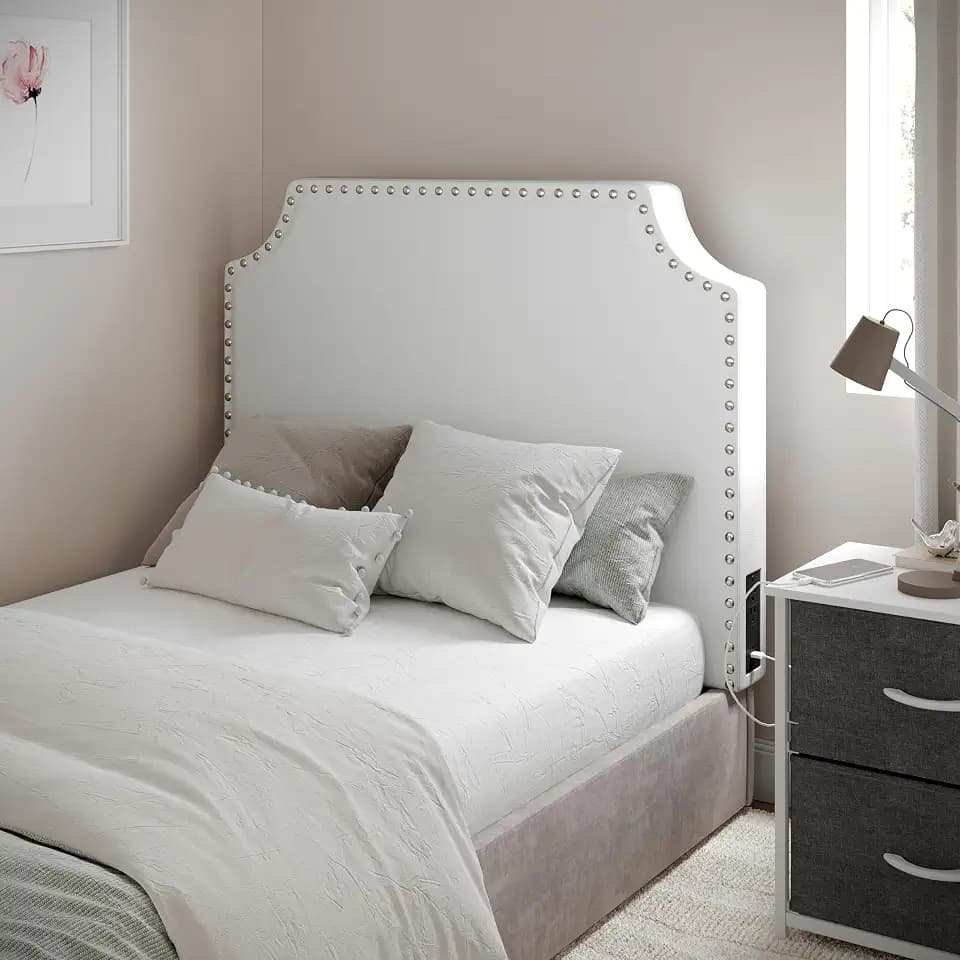 Flash Furniture Twin LeatherSoft Headboard with Power Outlets, White