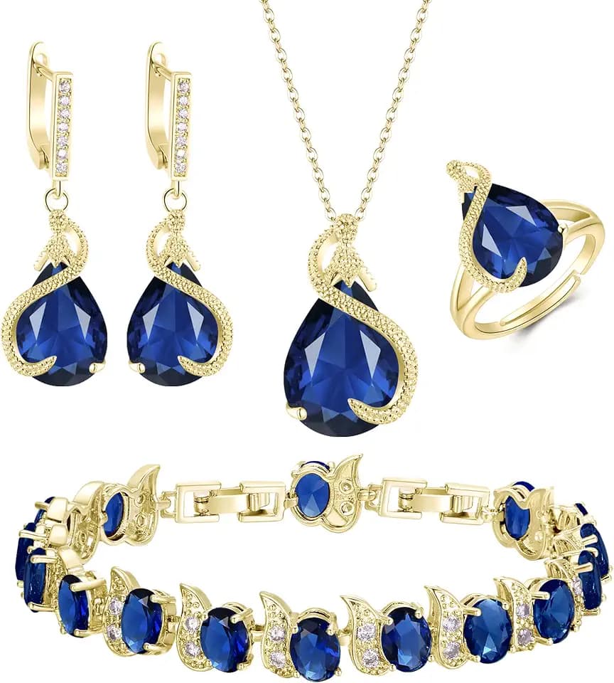 EVER FAITH Pear Cubic Zirconia Wedding Jewelry Set for Bride Bridesmaid