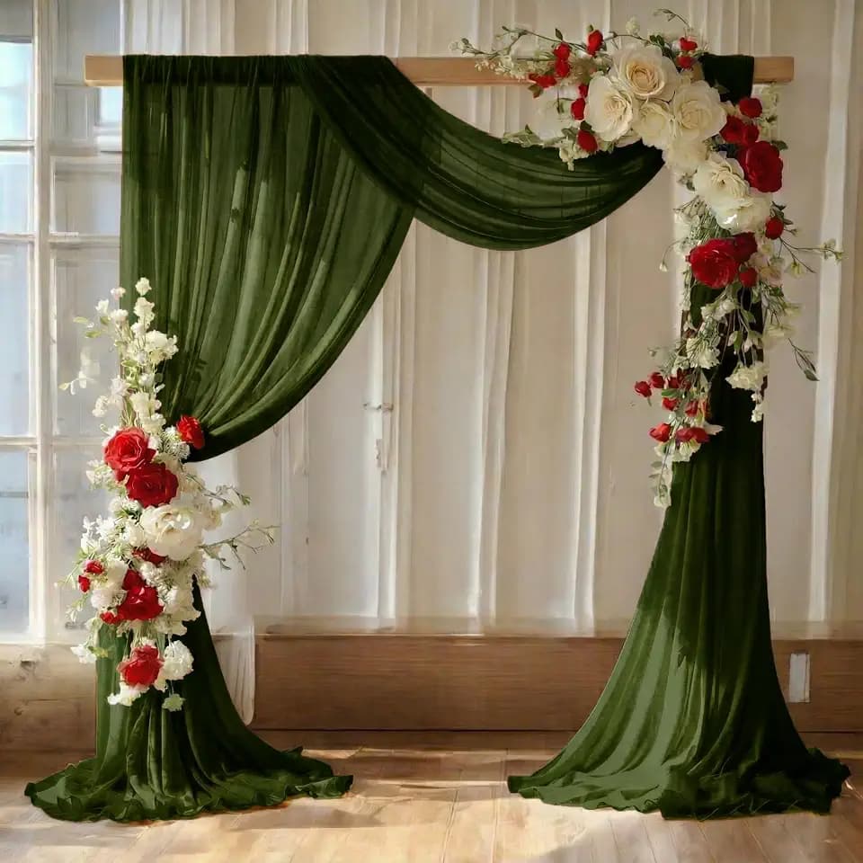 Pack of 2 Wedding Arch Drape Panel Fabric 30" x 40ft - Olive Green
