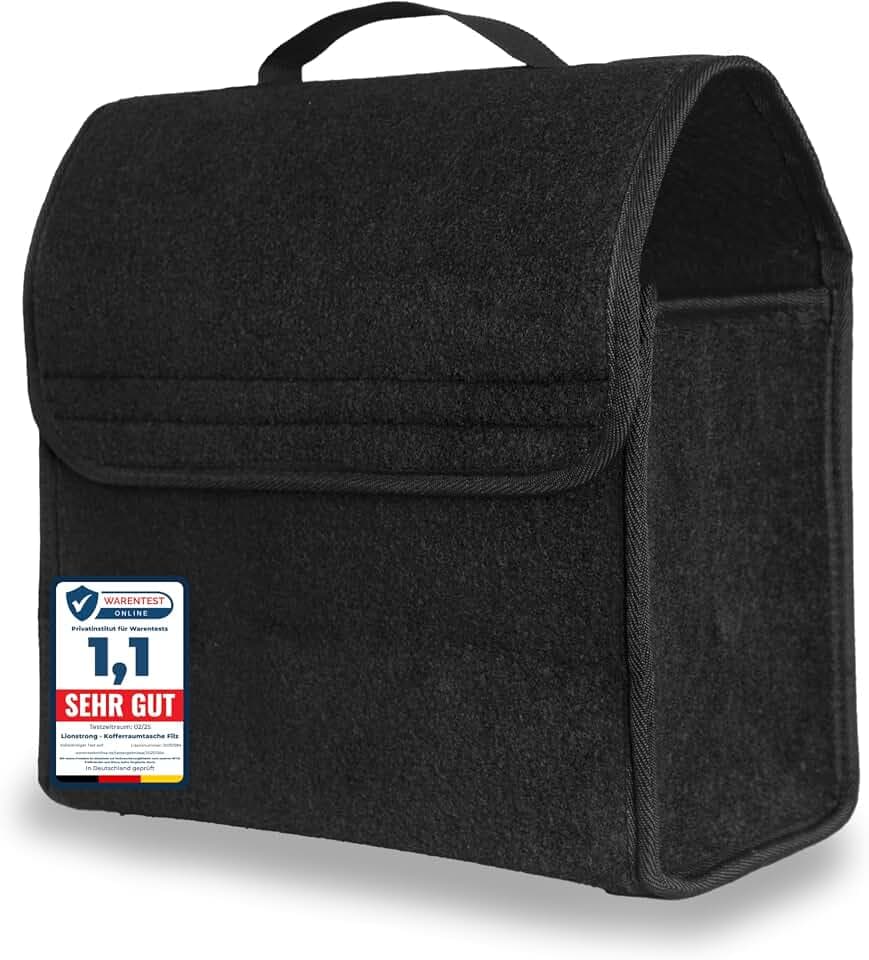 LIONSTRONG® Auto Kofferraumtasche [HOCHWERTIGER FILZ] - schwarz, klein