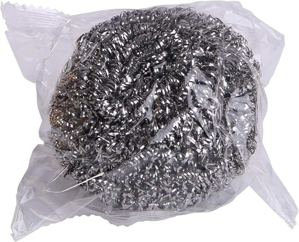 Boardwalk Stainless Steel Scrubber, Large Size, 2.5 x 2.75, Steel Gray, 12/Carton