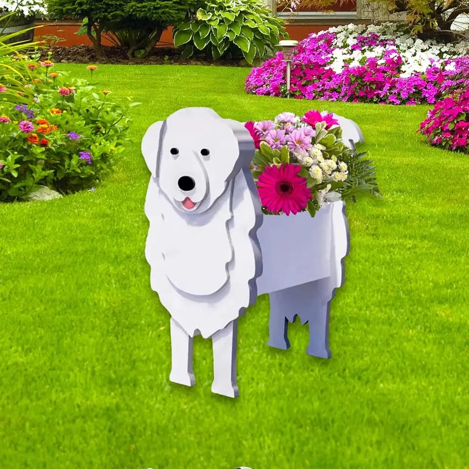 Great Pyrenees Dog Planter Pots, Animal Shaped Flower Pot