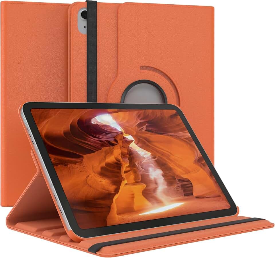 EAZY CASE - Tablet Hülle für iPad 11. Generation A16 (2025) Schutzhülle 11 Zoll Smart Cover Tablet Case Rotationcase zum Aufstellen Klapphülle 360° drehbar mit Standfunktion Tasche Kunstleder Orange