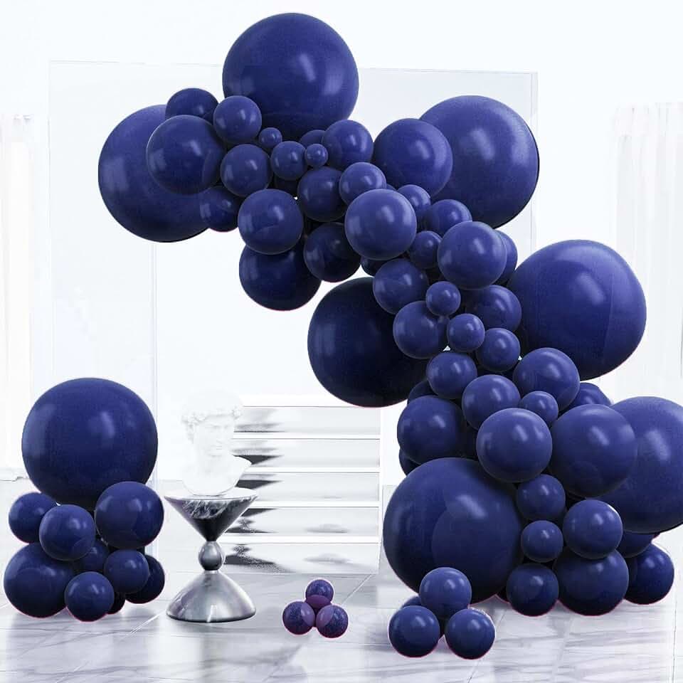 PartyWoo Navy Blue Balloons 100pcs Dark Blue Color Different Sizes