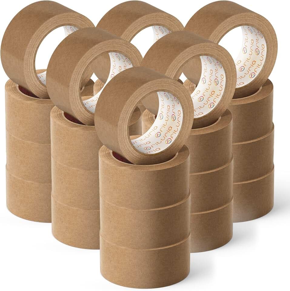 OFITURIA Umweltfreundliches Klebeband aus Kraftpapier, Braun, Karosserieband für Verpackung, Bilder oder Versiegelung. Sichere und stabile Verpackung