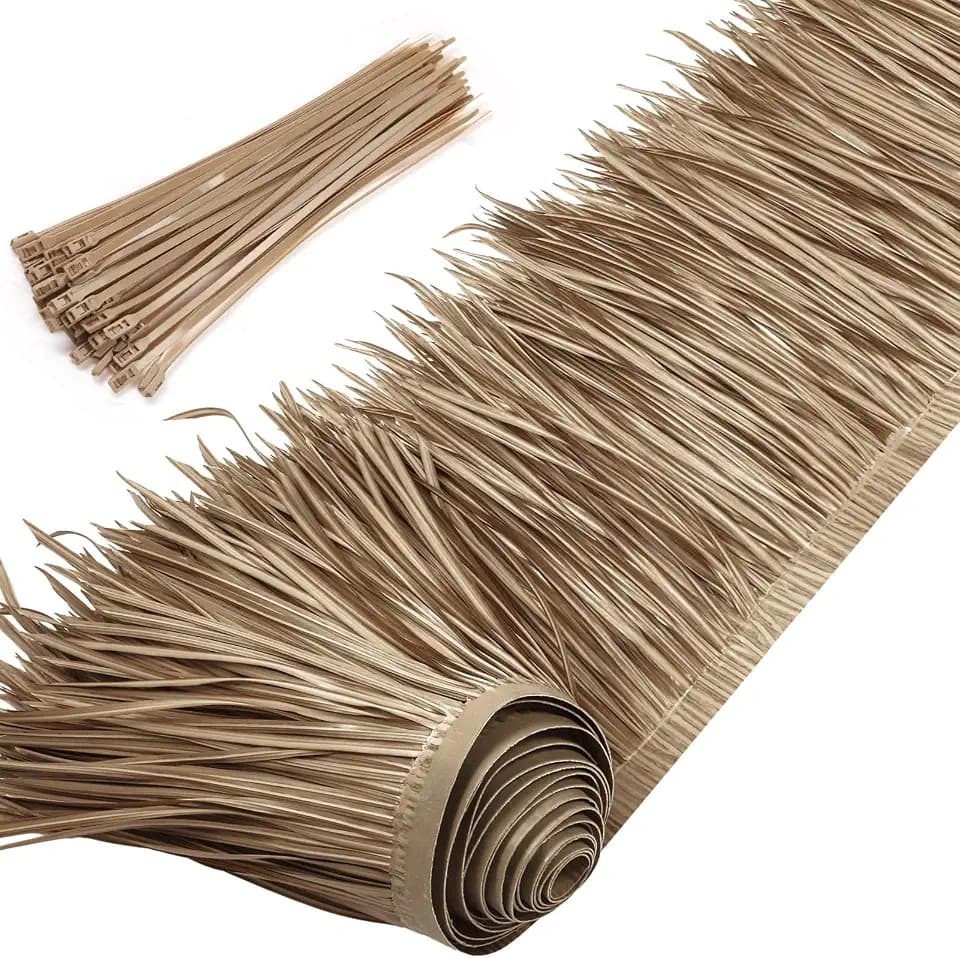 Palm Thatch Roll Palm Thatch Runner Roll Mexican Style Straw Roof Panels Tiki Hut Palapa Straw Roofs Duck Blind Grass for Tiki Bar Hut Garden Patio(8 M/ 26.3 ft,Gray Brown)