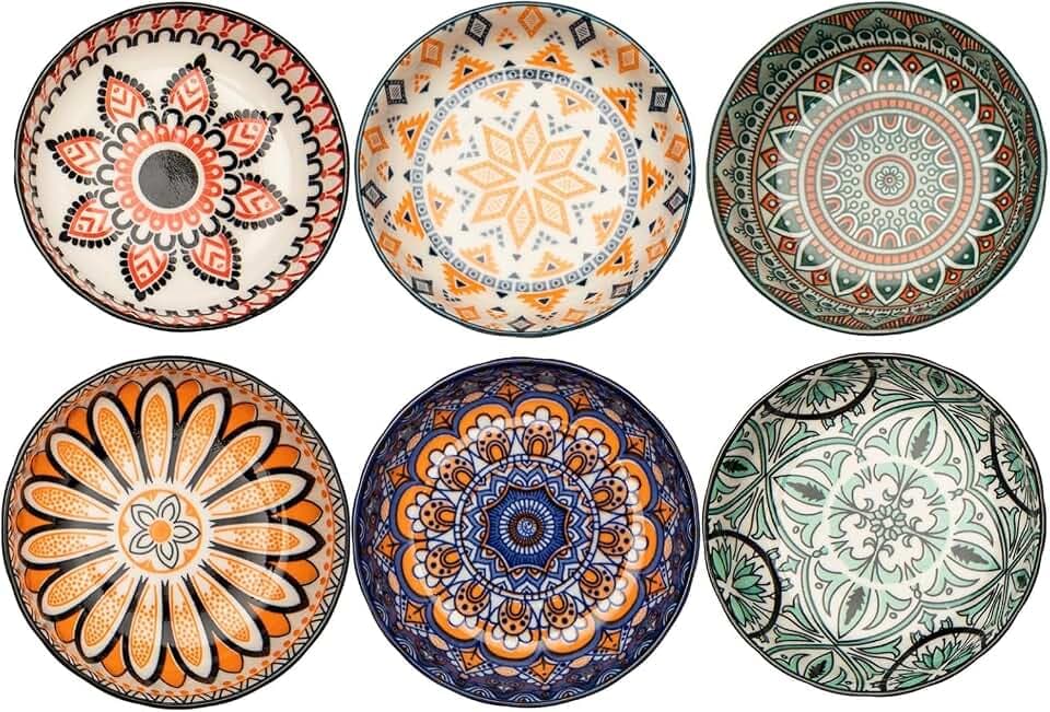 Tapas-Schalen aus Porzellan, Snackschalen für Tapa, Tapas-Schüssel-Set, Keramik-Dip-Schalen, 6 Stück Ø 10 cm, kleine Gewürzschale, Geschirr, Soße, Sushi, Sauce, Snack und Soja