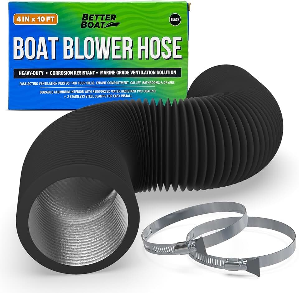 Boat Blower Hose, 4 Inch Marine Exhaust Hose, 10 Ft Flexible PVC Duct