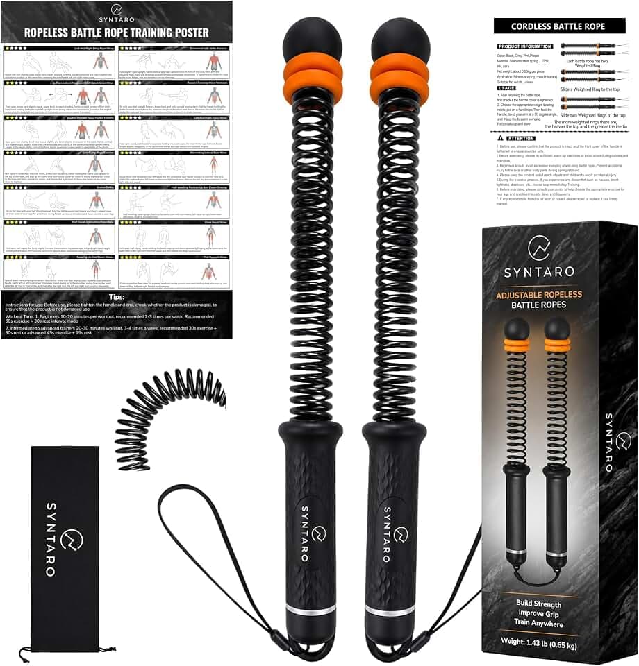 Ropeless Fitness Ropes for Home Gym, Cordless Training Ropes with Weighted Rings, Adjustable Strength Workout Equipment for Cardio Exercise