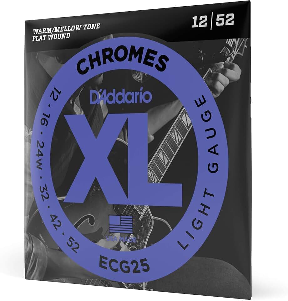 D'Addario, 4 XL Chromes Electric Guitar Strings, Light, 12-52 (ECG25)