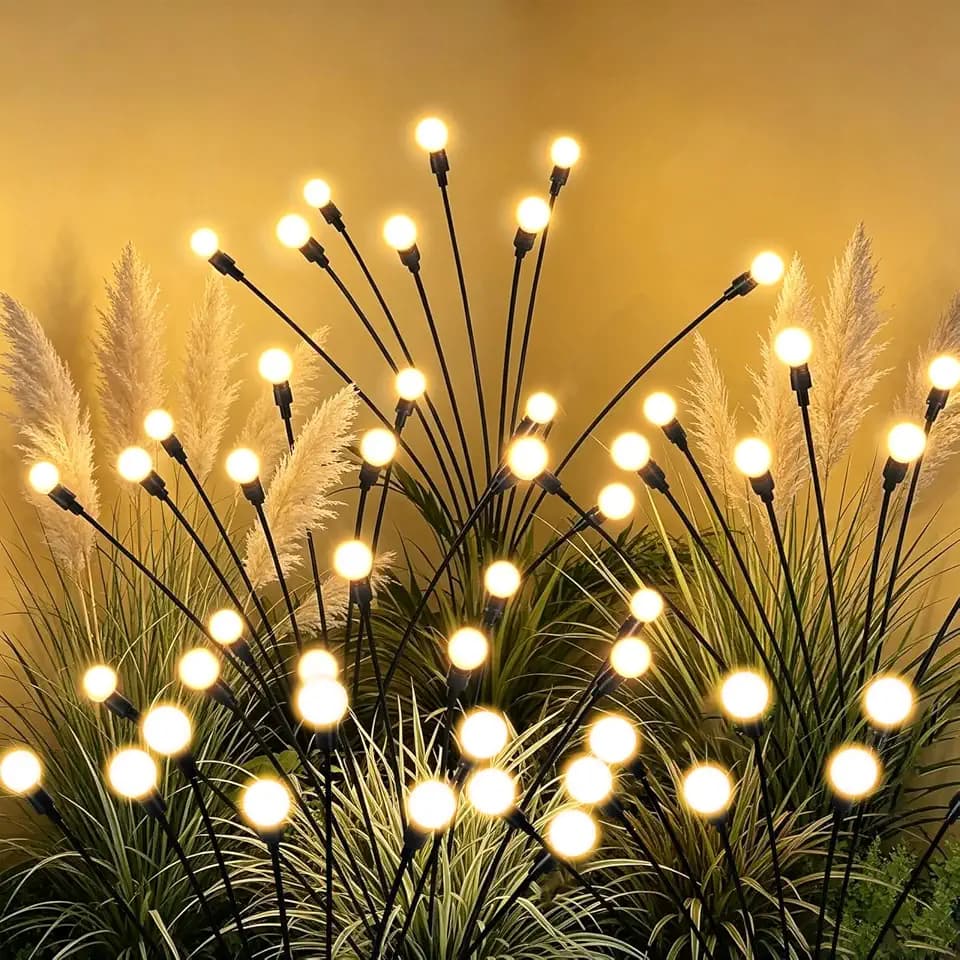 4 Packs Solar Firefly Lights, 32 LED Warm Solar Walkway Lights Outdoor, Waterproof Swaying Light Garden Decor with 2 Modes, Lawn Lights for Front Yard Backyard Yard and Pathway