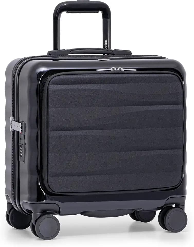 Traveler's Choice Edinburgh II Hardside Luggage with Spinner Wheels, TSA Lock, Black, 16-Inch Mini