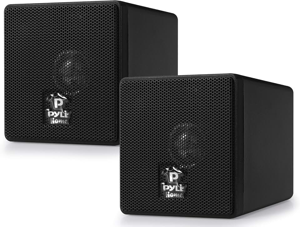 Pyle Bookshelf Speakers, 3" Mini Speaker Pair for Home Theater