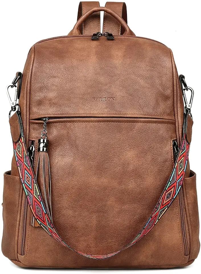 FADEON Leather Backpack for Women, 13 inch, Travel Work Bag