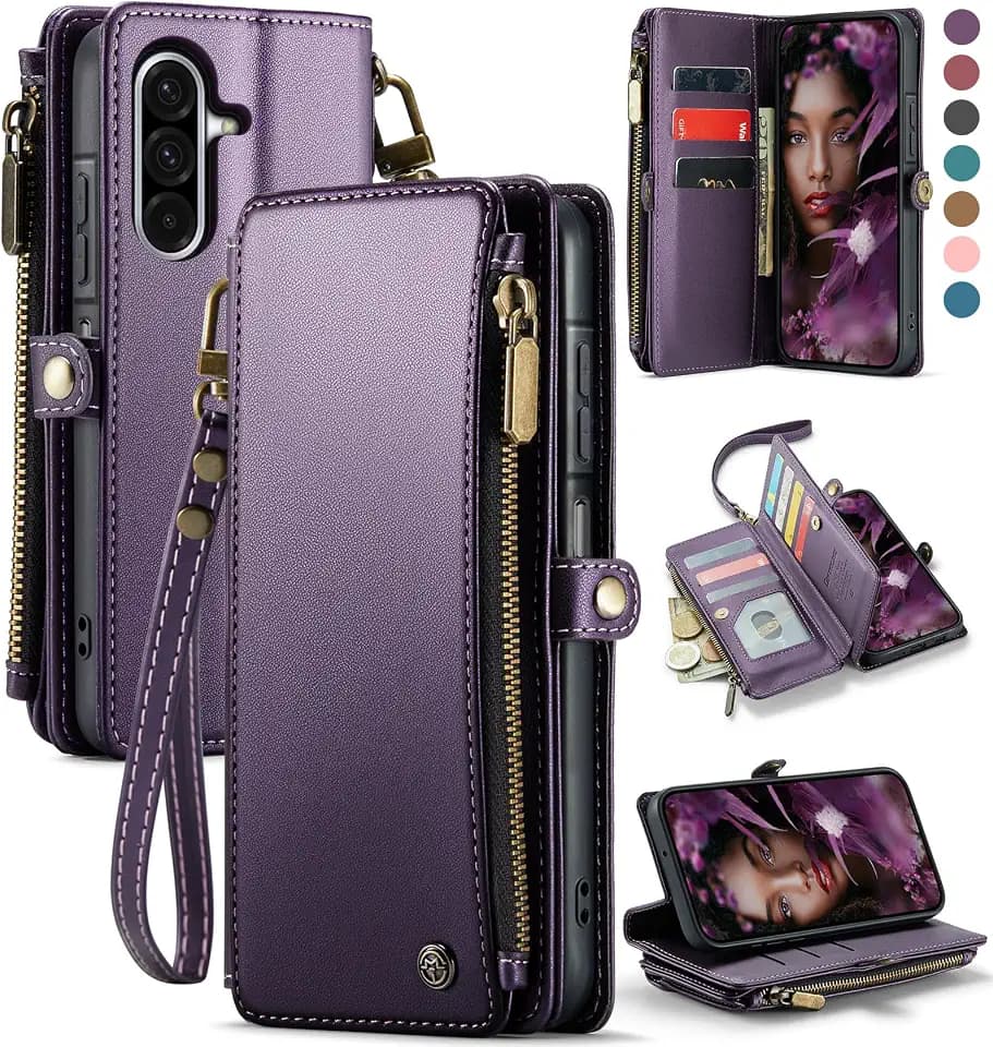 Defencase for Samsung Galaxy A17 5G Wallet Case with Card Holder, Purple